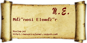 Ménesi Elemér névjegykártya